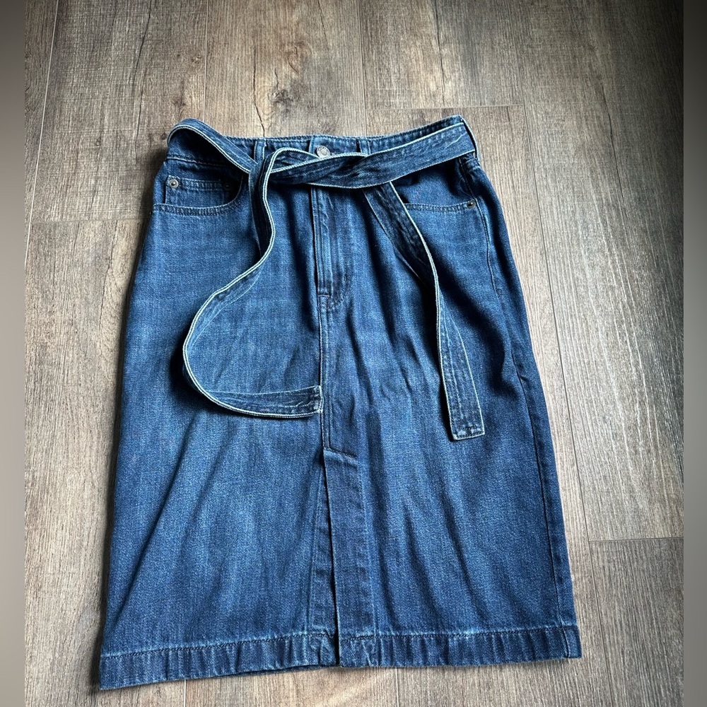 GAP belted denim midi skirt
